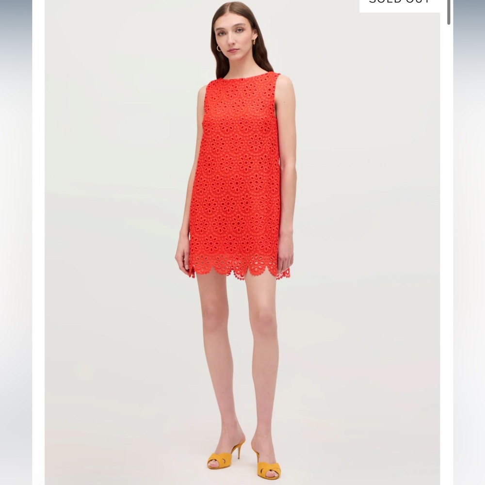 NWT Hill House poppy red Charlie dress poppy red scallop lace dress size medium